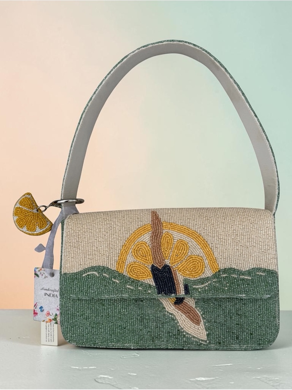 Viral Beaded Lemon Swimmer Diver Sequin Statement Bag TJMaxx Marshalls NWT